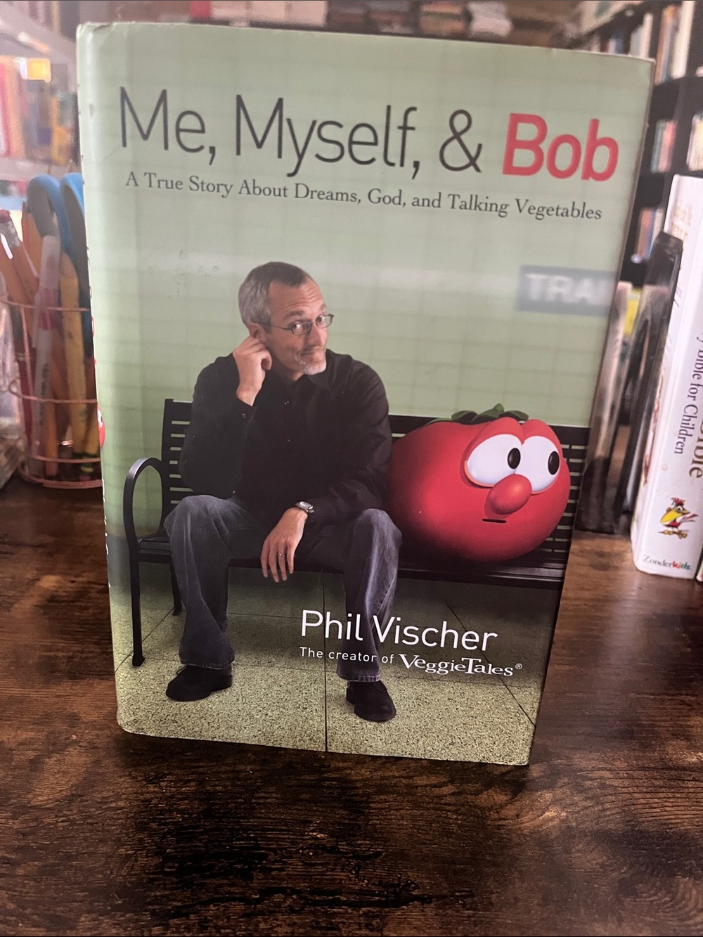 Me, Myself, & Bob by Phil Vischer - Green Dust Jacket with Red Bob Character